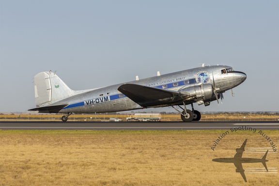 Shortstop Jet Charter VH-OVM Douglas C-47B Dakota (DC3C-R-1830) taxiing at the 2019 Australian International Airshow (1)
