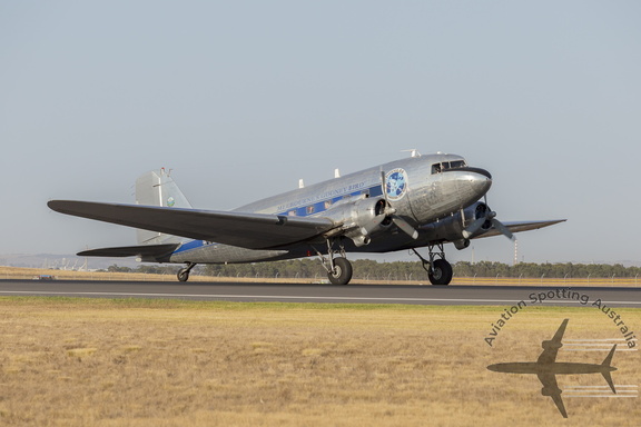 Shortstop Jet Charter VH-OVM Douglas C-47B Dakota (DC3C-R-1830) taxiing at the 2019 Australian International Airshow